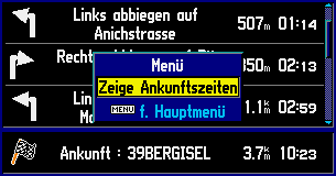Menü Ankunftszeiten