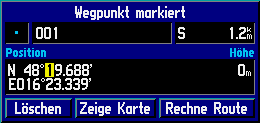 Displaydarstellung 5 fr Koordinateneingabe