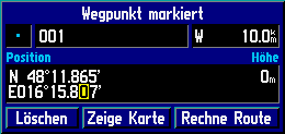 Displaydarstellung 6 fr Koordinateneingabe
