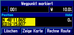 Displaydarstellung 7 fr Koordinateneingabe