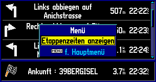 Menü Etappenzeiten