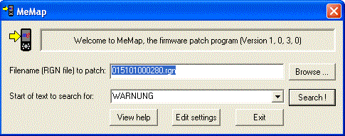 Das Programm MeMap zum editieren der Firmware