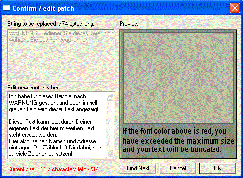 Hier kann jetzt der zuvor gefundene Text von euch editiert werden