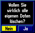 Sicherheitsabfrage bevor alle Daten im SP3 gelscht werden und dieser in seine Werkseinstellungen zurckgesetzt wird - Gerte Reset